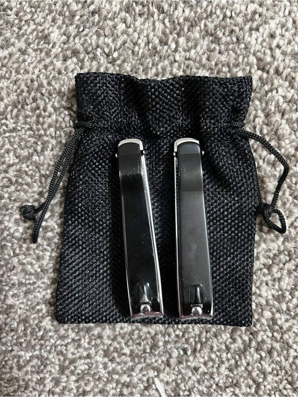 Toenail Clippers w Hidden Nail File & Cotton Carrie Bag Set Of 2